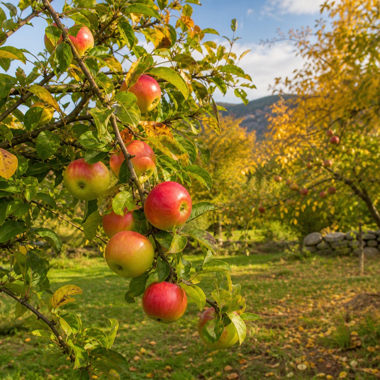 Epler i høsthagen