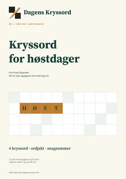Forsiden til gratis kryssordmagasin, Høst 2026, nr. 1